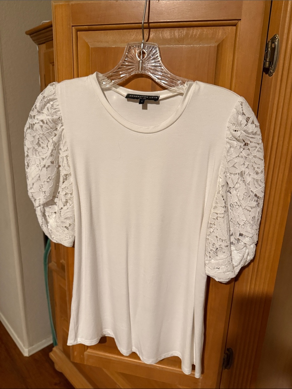 Generation Love Cream Lace Puff Sleeve Tee